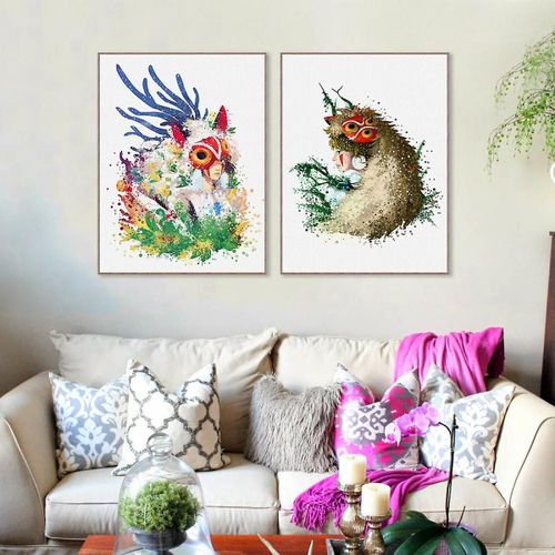 Wekity Forest Princess Wall Art Toile Impression Affiche, Mode Simple Aquarelle Art Dessin Decor Pour La Maison Salon Chambre Bureau Et Enfants Ro