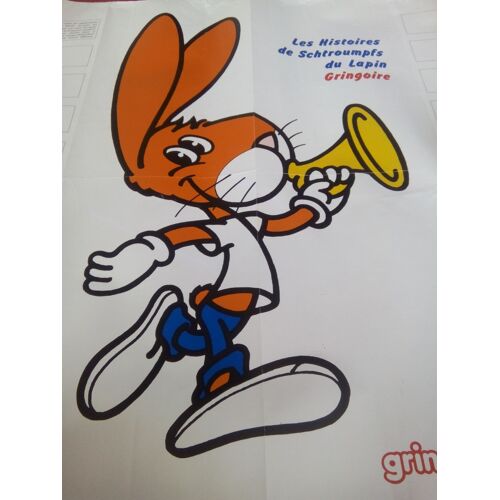 Les Histoires De Schtroumpfs Du Lapin Gringoire - Affiche Pliée Bande Dessinée Publicitaire 60x75 Cm