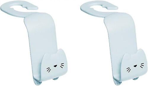 Jusch Car Seat Headrest Hooks 2 Pc Car Hook For Purses And Bags Universal Handbag Coats Umbrellas Holder Cute Catblue