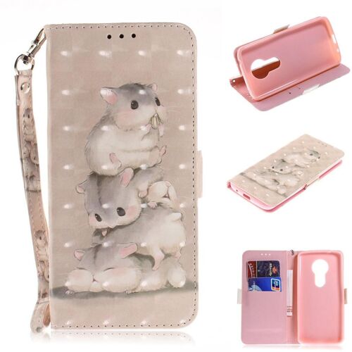 Motorola Moto E5 Plus Coque, SATURCASE Beau 3D Motif PU Cuir Magnétique Flip Portefeuille Support Porte-carte Protecteur Coque Housse Étui avec Dragonne pour Motorola Moto E5 Plus (TD-7)