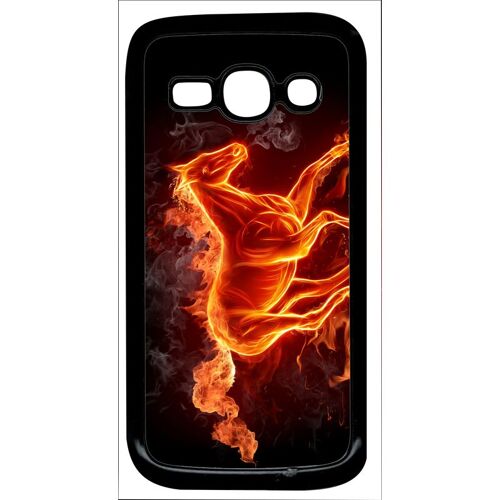 Coque - Cheval en feu - compatible avec samsung Galaxy Ace 3 - Plastique - bord Noir