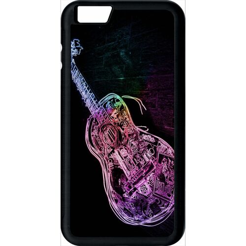 Coque - Guitare Effet Néon - Compatible Avec Apple Iphone 6s+ - Plastique - Bord Noir