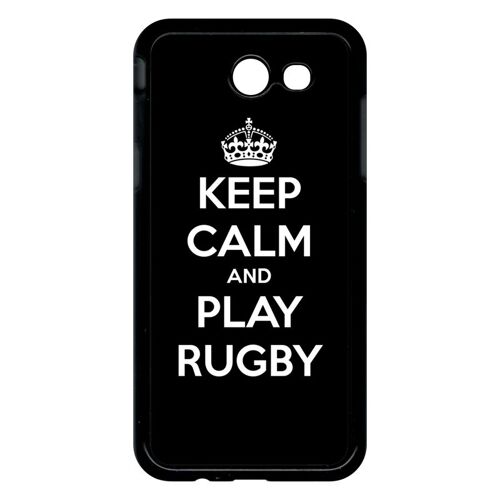Coque - Keep calm and play rugby - compatible avec samsung Galaxy J3 (2017) - Plastique - bord Noir