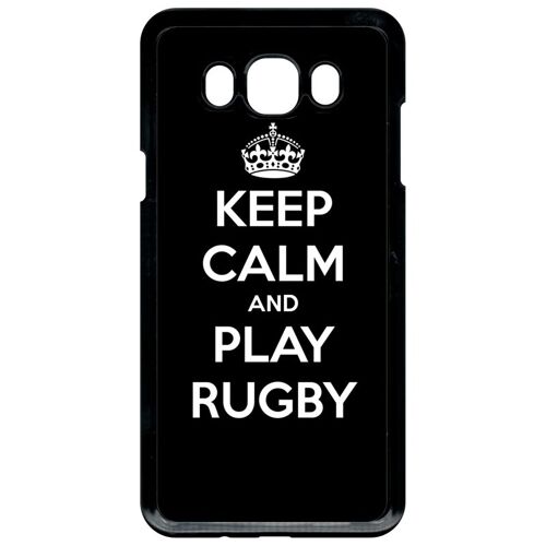 Coque - Keep calm and play rugby - compatible avec samsung Galaxy J7 (2016) - Plastique - bord Noir