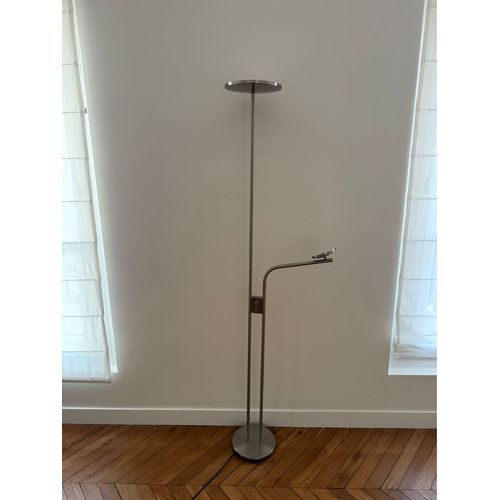 Ikea Lampadaire Isjakt – 180 Cm – Led Avec Liseuse – Nickelé