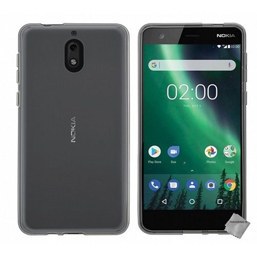 Housse Etui Coque Pochette Silicone Gel Fine Pour Nokia 3.1 (2018) + Verre Trempe - Gris