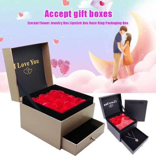 Xui J2y-Boîte De Rangement À Fleurs Boîte De Rangement Éternelle, Bijoux, Boucles D'oreilles, Boîte Cadeaux, Avec Sac De Rangement