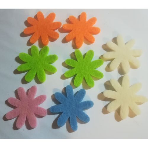 8 Fleurs En Feutrine Pour Scrapbooking, Carterie, Décoration...