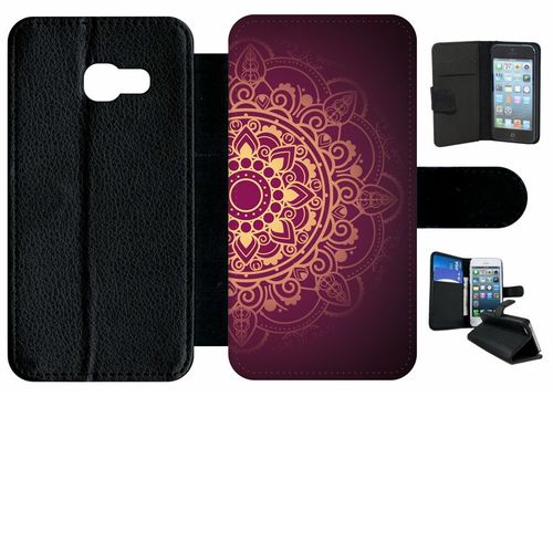 Etui À Rabat Galaxy A3 (2017) - Oriental Fond Mauve Et Or - Simili-Cuir - Noir