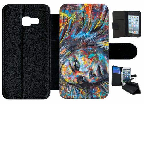 Etui À Rabat Galaxy A3 (2017) - Visage En Couleur - Simili-Cuir - Noir