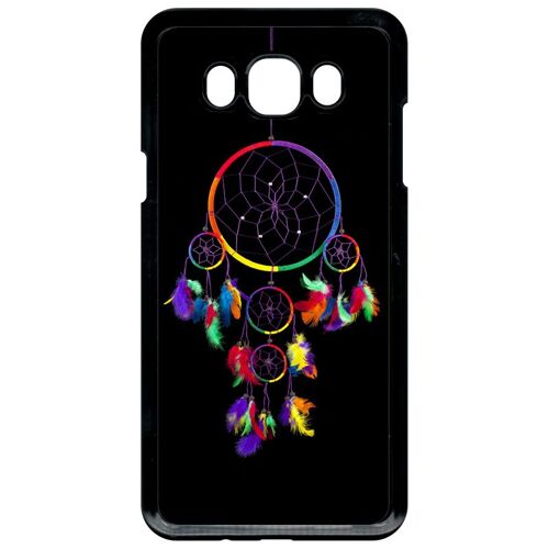 Coque Pour Smartphone - Attrape Rve Arc En Ciel Fond Noir - Compatible Avec Samsung Galaxy J7 (2016) - Plastique - Bord Noir