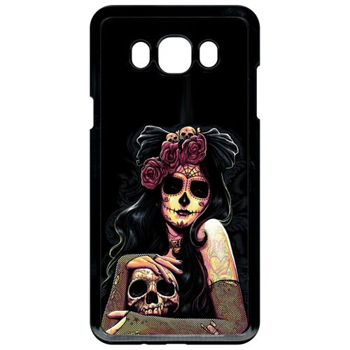 Coque Pour Smartphone - Fille Gothic Crane Dans Les Mains - Compatible Avec Samsung Galaxy J7 (2016) - Plastique - Bord Noir