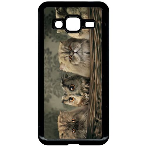Coque Pour Smartphone - Où Est La Chouette - Compatible Avec Samsung Galaxy J3 - Plastique - Bord Noir