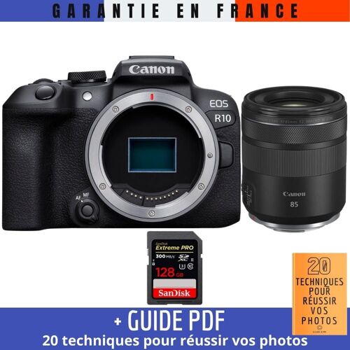 Canon EOS R10 + RF 85mm F2 Macro IS STM + 1 SanDisk 128GB Extreme PRO UHS-II SDXC 300 MB/s + Guide PDF '20 TECHNIQUES POUR RÉUSSIR VOS PHOTOS'