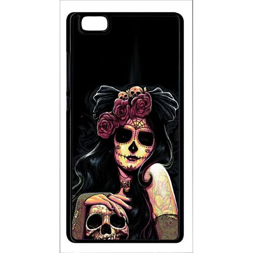 Coque pour smartphone - Fille gothic crane dans les mains - compatible avec huawei P8 Lite (2015) - Plastique - bord Noir