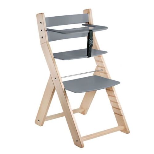 Chaise Évolutive - Luca - Naturel Et Gris - Siège Et Dossier Ergonomiques