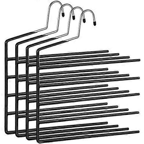 Cintre à pantalon peu encombrant avec plusieurs barres - Lot de 4