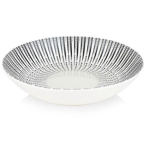 Assiette profonde en porcelaine - Blanc avec décoration noire