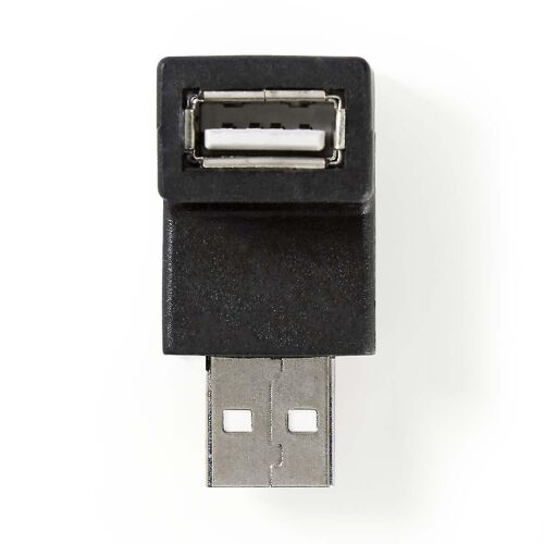 Adaptateur USB-A | Câble USB 2.0 | USB-A mâle | USB-A Femelle | 480 Mbit/s | Rond | Plaqué nickel | PVC | Noir |