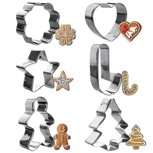 Lot De 6 Moules À Pain D¿Épices Aux Motifs De Noël, Acier Inoxydable