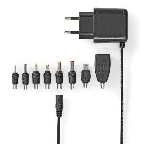 Adaptateur secteur universel | 12,5 W | 5 V CC | 1,60 m | 2,5 A | 8 fiche(s) | Noir