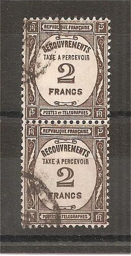 Taxe 62 (1927) Recouvrements Taxe À Percevoir 2f Sépia Oblitéré En Paire (Cote 61e) (5601)