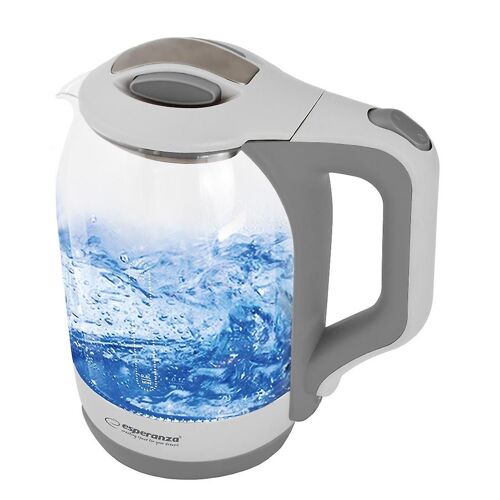 Bouilloire électrique Esperanza en verre avec lumière LED Yukon 1.7L Blanc