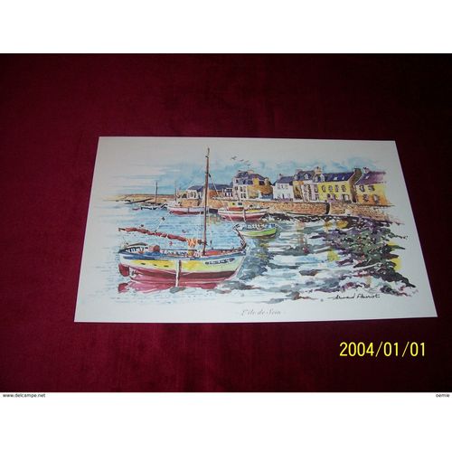 Aquarelle Armant Fleuriot Offert Par Les Edition Atlas 17 X 28 L'ile De Sein