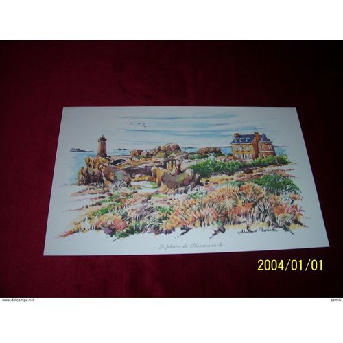 Aquarelle Armant Fleuriot Offert Par Les Edition Atlas 17 X 28 Le Phare De Ploumanach