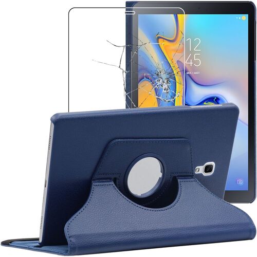 Ebeststar - Housse Samsung Galaxy Tab A 10.5 (2018) T590 T595 Coque Pu Cuir Rotatif 360, Bleu Foncé [Dimensions Precises Tablette : 260 X 161.1 X 8.0 Mm, Écran 10.5'']