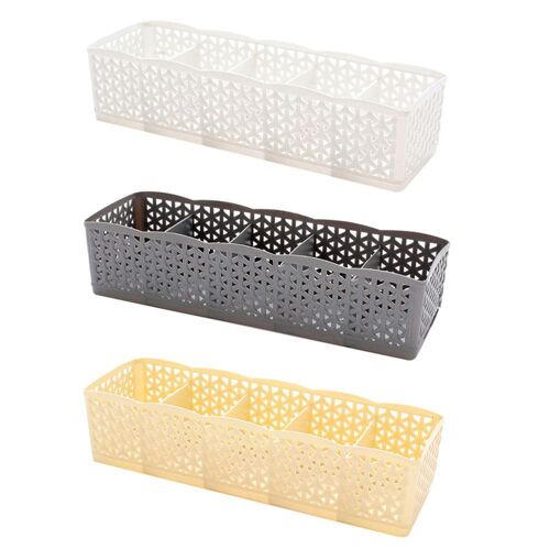 Boîte De Rangement En Plastique 5 Cellules 2018 Mode Boîte De Rangement Cravate Soutien-Gorge Chaussettes Diviseur Cosmétique Conteneur Rangé Organisateur # T2