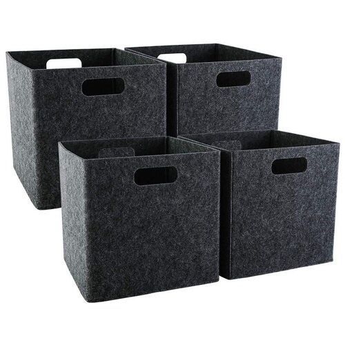 Sacs De Rangement Carrés Pliables, 4 Paquets, Bacs De Rangement Carrés À Double Poignées, Paniers De Rangement En Feutre Pour Carrés
