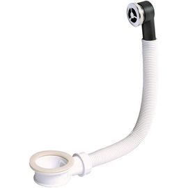 TUEJ-39007001 Trop-Plein De Lavabo Flexible 300 Mm Et Grille Abs Chromé Ronde Ø28 Mm, Chromé