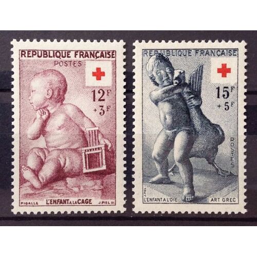 Série Croix Rouge 1955 - N° 1048-1049 Neufs** Luxe (= Sans Trace De Charnière) - Cote 16,50 - France Année 1955 - N22144