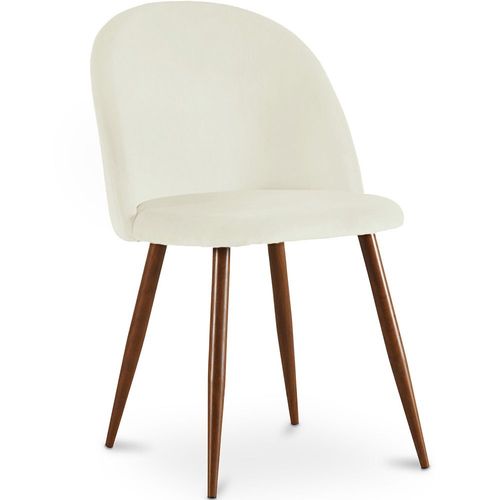 Chaise De Salle À Manger - Tapissée De Velours - Design Scandinave - Bennett Crème