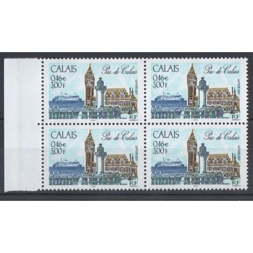 Bloc 4 Timbres France 2001 Yvert Et Tellier N°3401 Calais Pas-De-Calais Neuf** Bord De Feuille Gomme Intacte