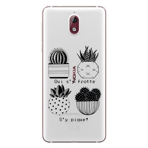 Coque Nokia 3.1 2018 Cactus Noir Tropical Exotique Quotes