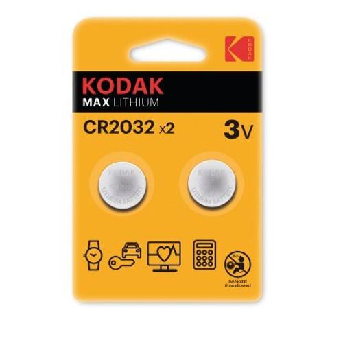 Pile bouton Max Lithium Kodak - CR2032 - Vendu par 2