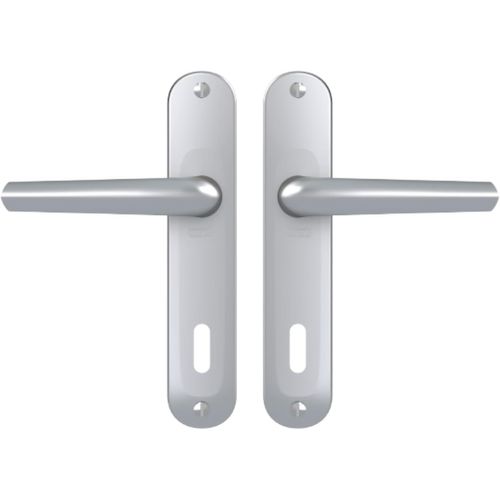Set De Poignée De Porte Sur Petite Plaque Mondial - Version Clé L Porte De Chambre Et Bureau - Entraxe 165 Mm - Système De Pose Facile - Garantie 10 Ans - En Aluminium Anodisé Argent
