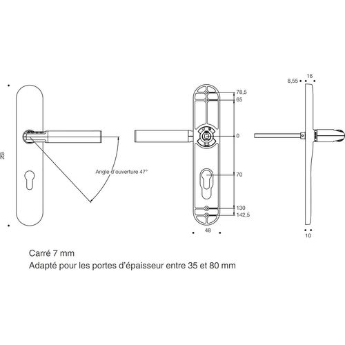 Poignée De Porte À Code Electronique Code Handle Sur Plaque - Version Main Gauche - Portes Intérieures 35/80Mm D'Épaisseur - Carré De 7Mm - Verrouillage Automatique Ou Manuel - Piles Fournies