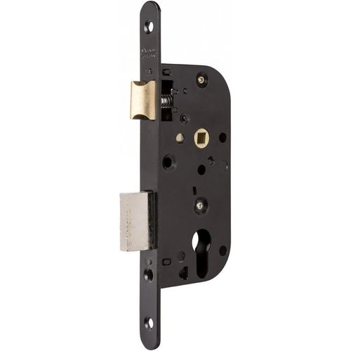 Modèle D35 - Serrure À Encastrer Avec Passage De Cylindre (Non Fourni) Pour Porte D'Entrée/Bureau/Service - Noir,Axe À 40Mm,Têtière Bouts Ronds