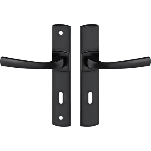 Set De Poignée De Porte Sur Plaque Muze - Version Clé L,Porte De Chambre,Bureau - Entraxe 195 Mm - Système De Pose Facile - Zamak Résistant - Finition Onyx Noir - Garantie 10 Ans