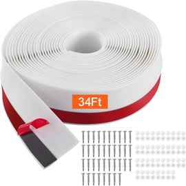 Joint De Porte De Garage,10 M,Joint D'étanchéité Supérieur Et Latéral Pour Porte De Garage,Bande De Moulage Universelle,Résistants Aux Intempéries En Tpe Avec Support Adhésif Et Vis,Blanc