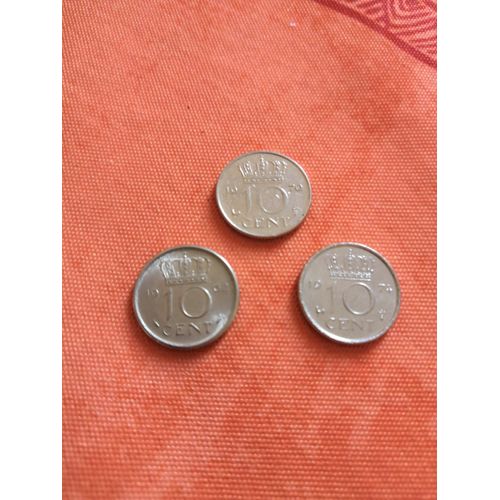 Lot De 3 Pièces De 10 Cent Florin Pays Bas 1962 1970 1974