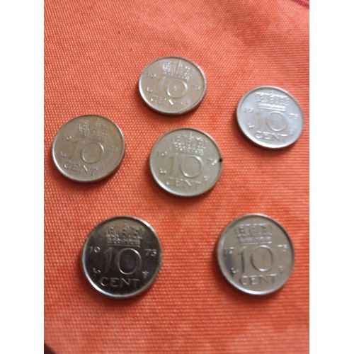 Lot De 5 Pièces De 10 Cent Florin Pays Bas 1975
