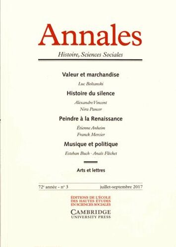 Annales Histoire, Sciences Sociales N° 3, Juillet-Septembre 2017
