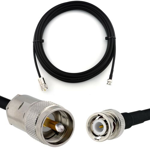 BNC mâle vers PL259 15m câble coaxial - cable d'extension HF240 (LMR 240 équivalent) etanche - rallonge BNC PL pour Antenne CB Radio Amateur Sans fil Radio WIFI adaptateur UHF VHF