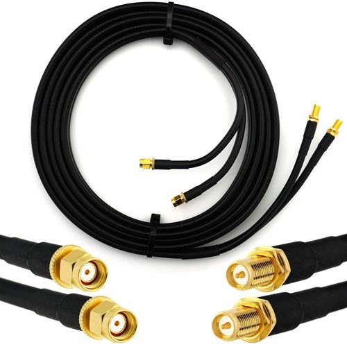 RP-SMA 2m Rallonge Antenne WiFi Cable Coaxial Double RPSMA Mâle à Femelle - câble d'extension dual HF240 (LMR 240 équivalent) etanche - pour Routeur WiFi Caméra IP Carte Réseau sans Fil Mini PCIE
