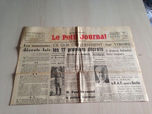 Le Petit Journal-Le Prince Du Danemark Aage Est Mort-La R A F Survole Berlin- Viborg Ville Morte-Incendie Aux Studios De Joinville-Welles Prend Contact Avec Hitler 28166
