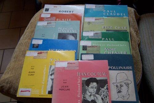 Lot De 11 Disques De Poesie Collection Pierre Seghers:Cendras, Desnos, Victor Hugo, Claudel, Char, Verlaine, Chenier, Apollinaire, Mauriac, Jacob, Cocteau.